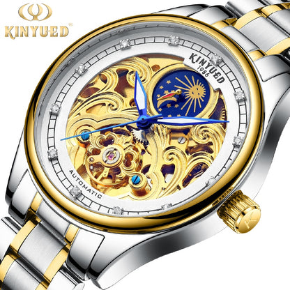 Automatic Vintage Royal Fashion Gold Skeleton Mechanical Watch for Men