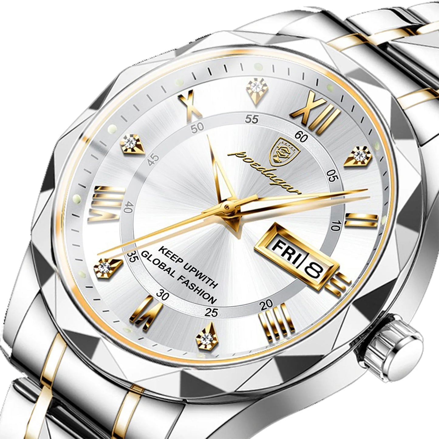 Fashion Luxury Stainless Steel Waterproof Luminous Quartz Watches for Men