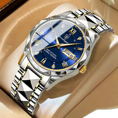 Fashion Luxury Stainless Steel Waterproof Luminous Quartz Watches for Men