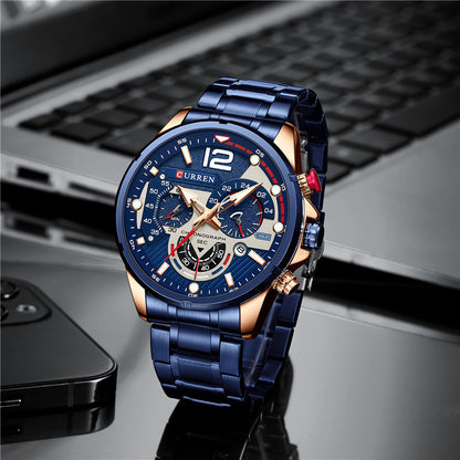 Luxury Style Stainless Steel Waterproof Quartz Watche for Business Men