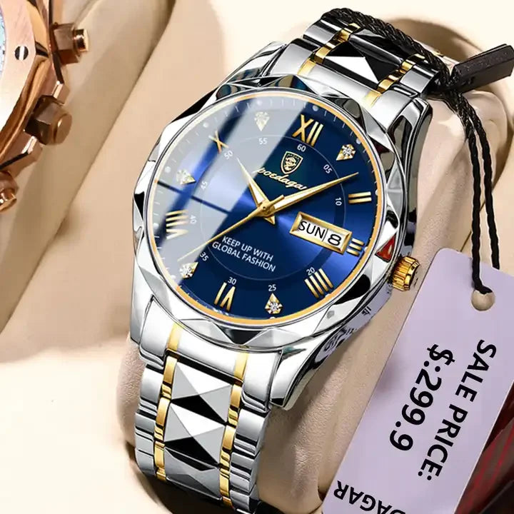 Fashion Luxury Stainless Steel Waterproof Luminous Quartz Watches for Men