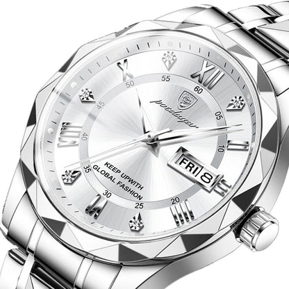 Fashion Luxury Stainless Steel Waterproof Luminous Quartz Watches for Men