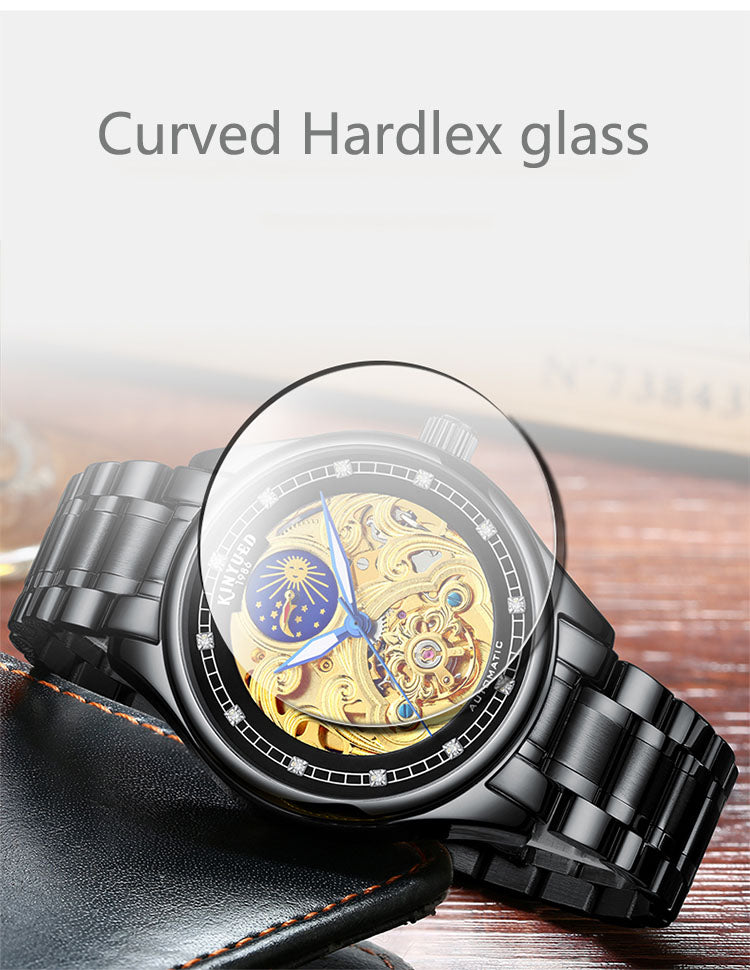 Automatic Vintage Royal Fashion Gold Skeleton Mechanical Watch for Men