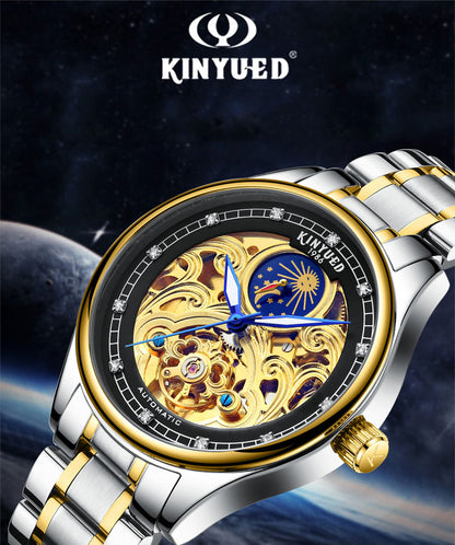 Automatic Vintage Royal Fashion Gold Skeleton Mechanical Watch for Men