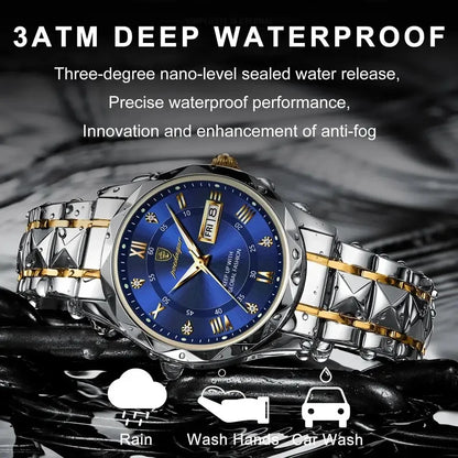 Fashion Luxury Stainless Steel Waterproof Luminous Quartz Watches for Men